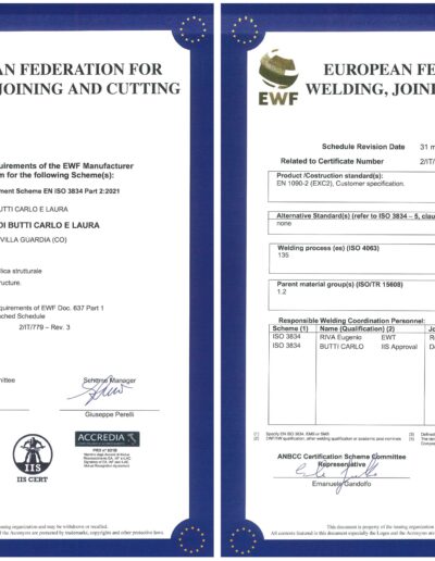 certificato ISO 3834 EWF