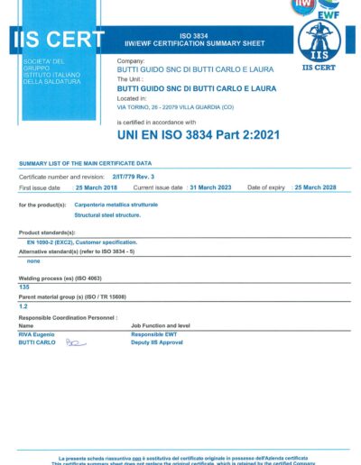CertificazioneUNI EN ISO 3834 RiepilogoISS CERT